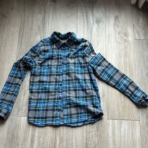 Vineyard Vines Boys Blue and Green Plaid Button-Up Shirt